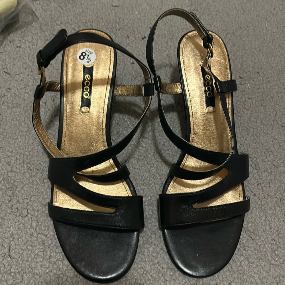 Ecco Black and Gold Strappy Women's Sandals
